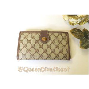 Gucci Beige Brown GG Monogram Continental Wallet